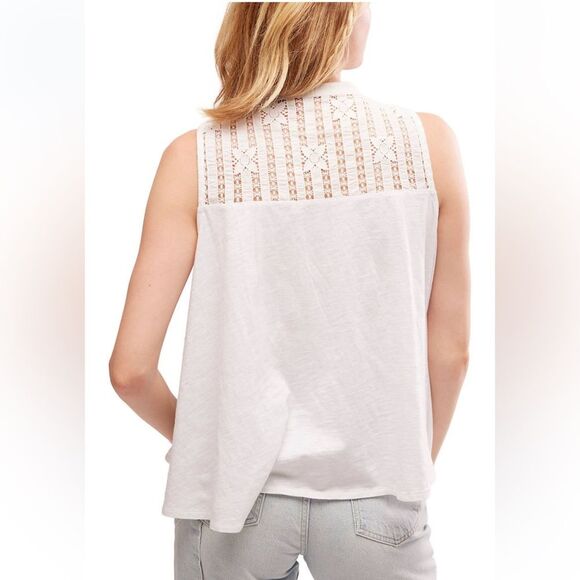 Free People Women's Sunkissed Cotton‎ Pointelle Tank Top, SIZE SMALL - Picture 2 of 13
